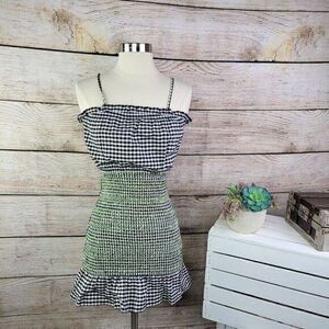 Urban Outfitters Women's‎ Black Checked Smocked Dress Size Small